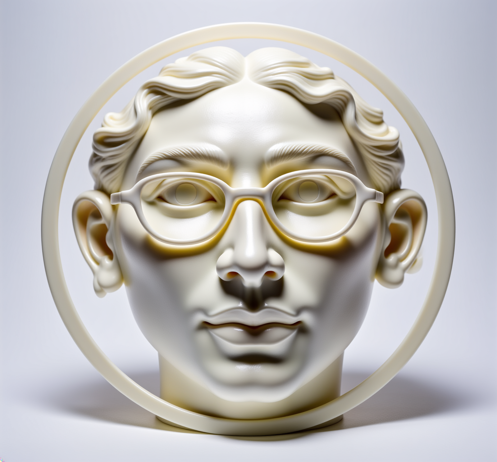 Firefly_ plastic sculpture of THE FACE, with glasses, caustic light patte 634131